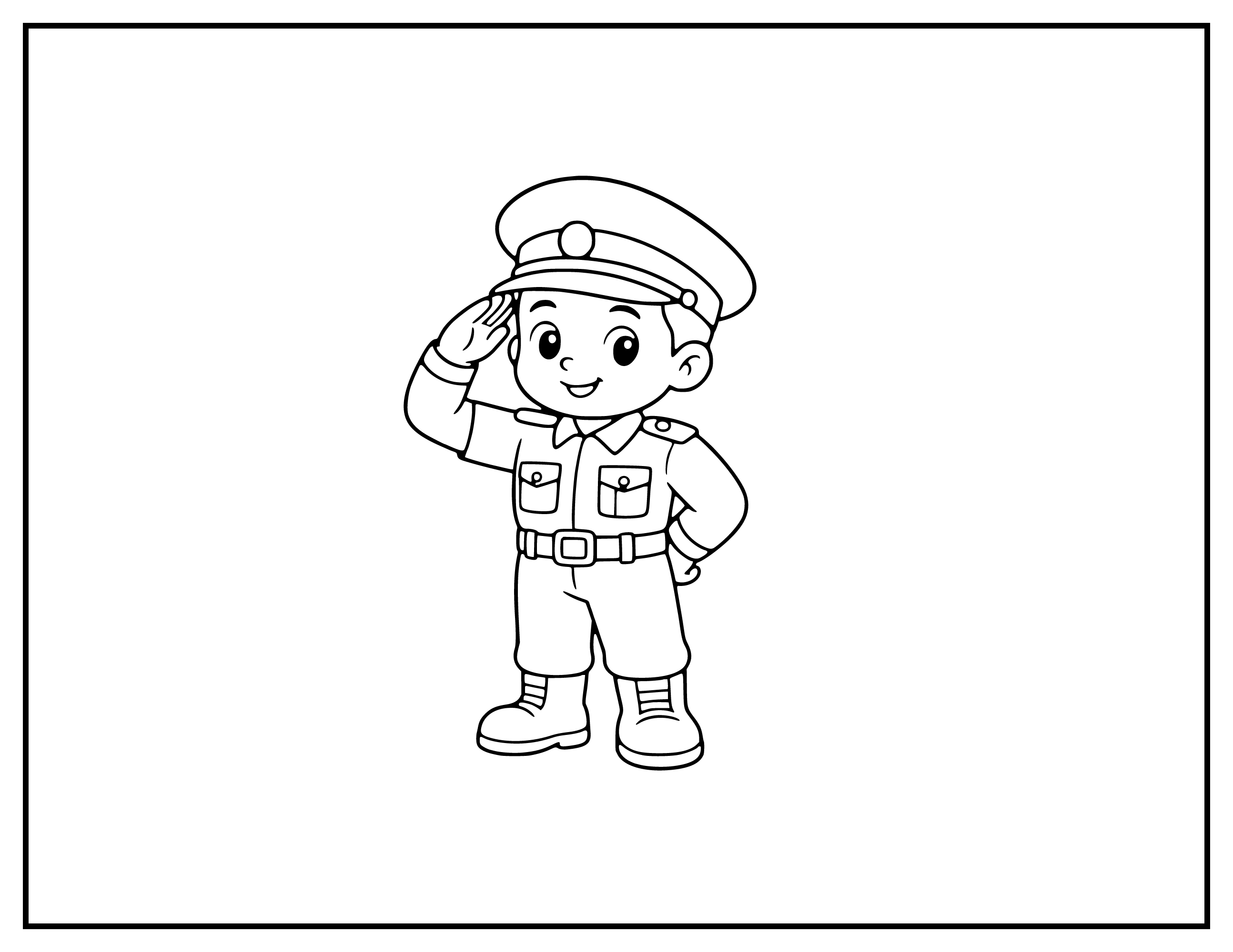 Saluting Soldier line art