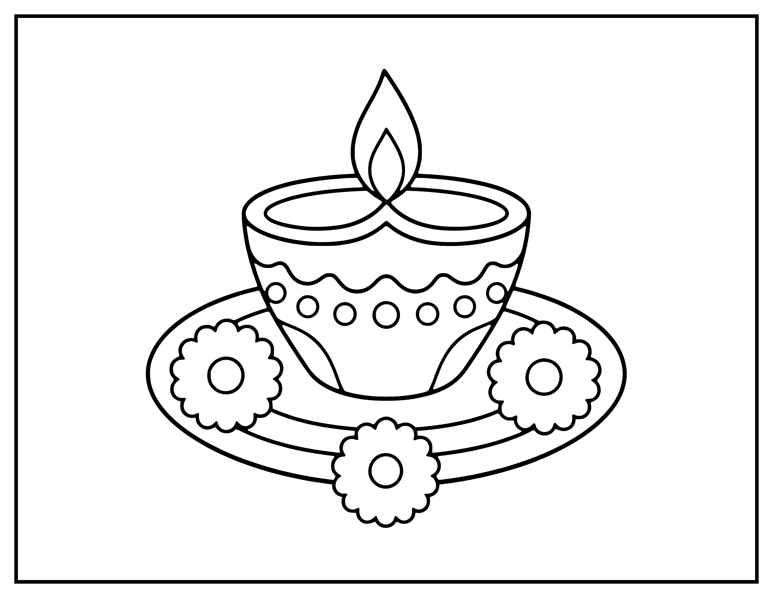 Diwali Diya line art