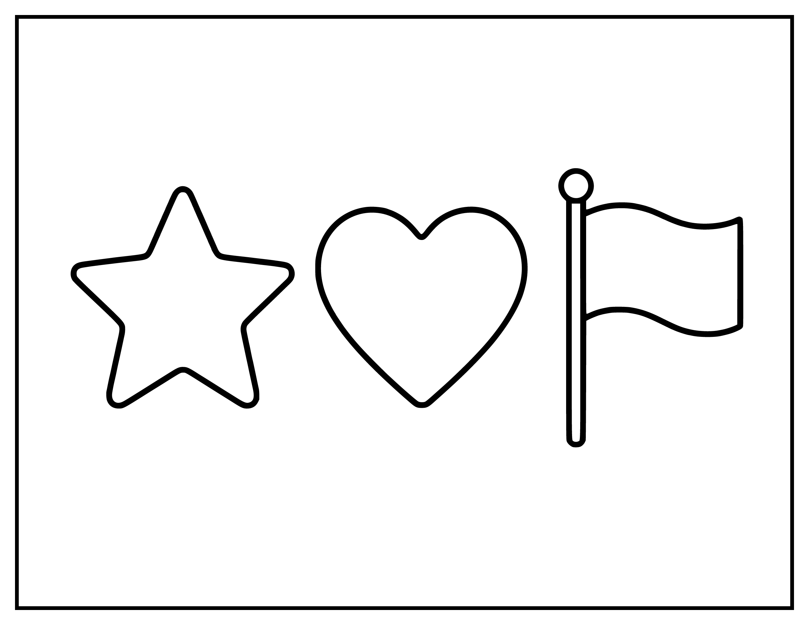Star, Heart and Flag line art