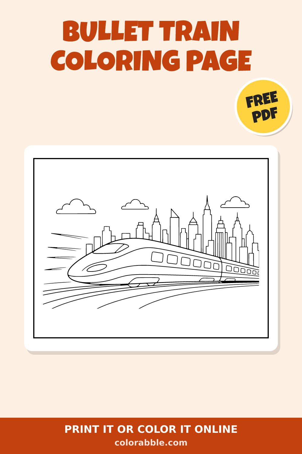Bullet Train Coloring Page – Free Printable PDF | Colorabble