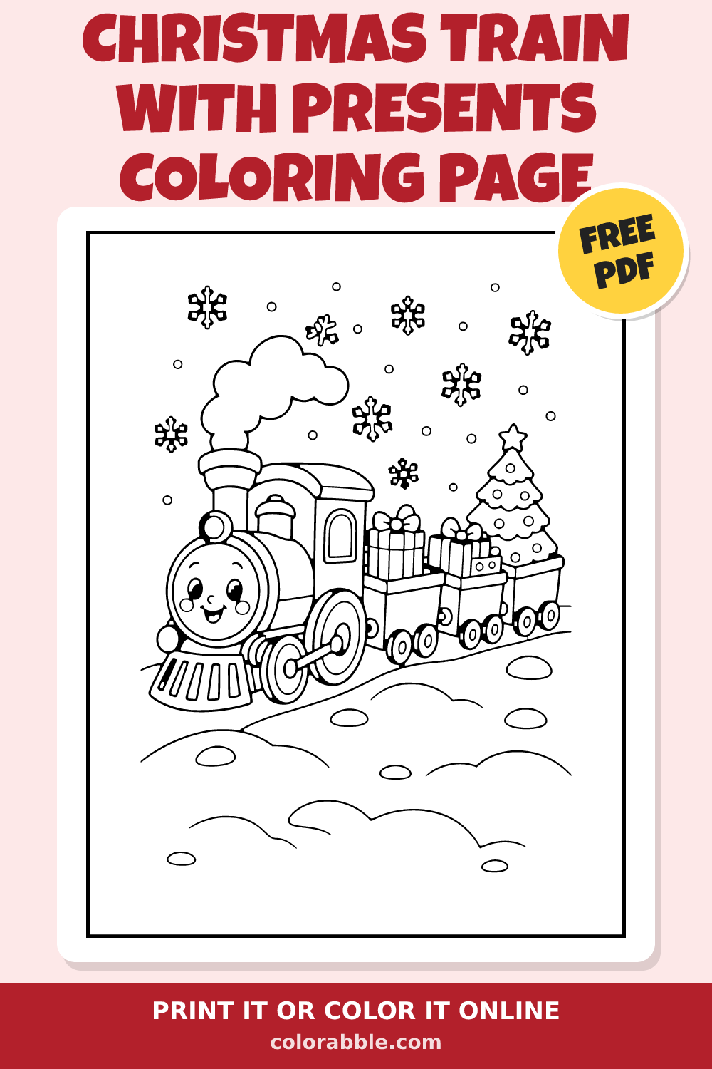 Christmas Train with Presents Coloring Page | Colorabble