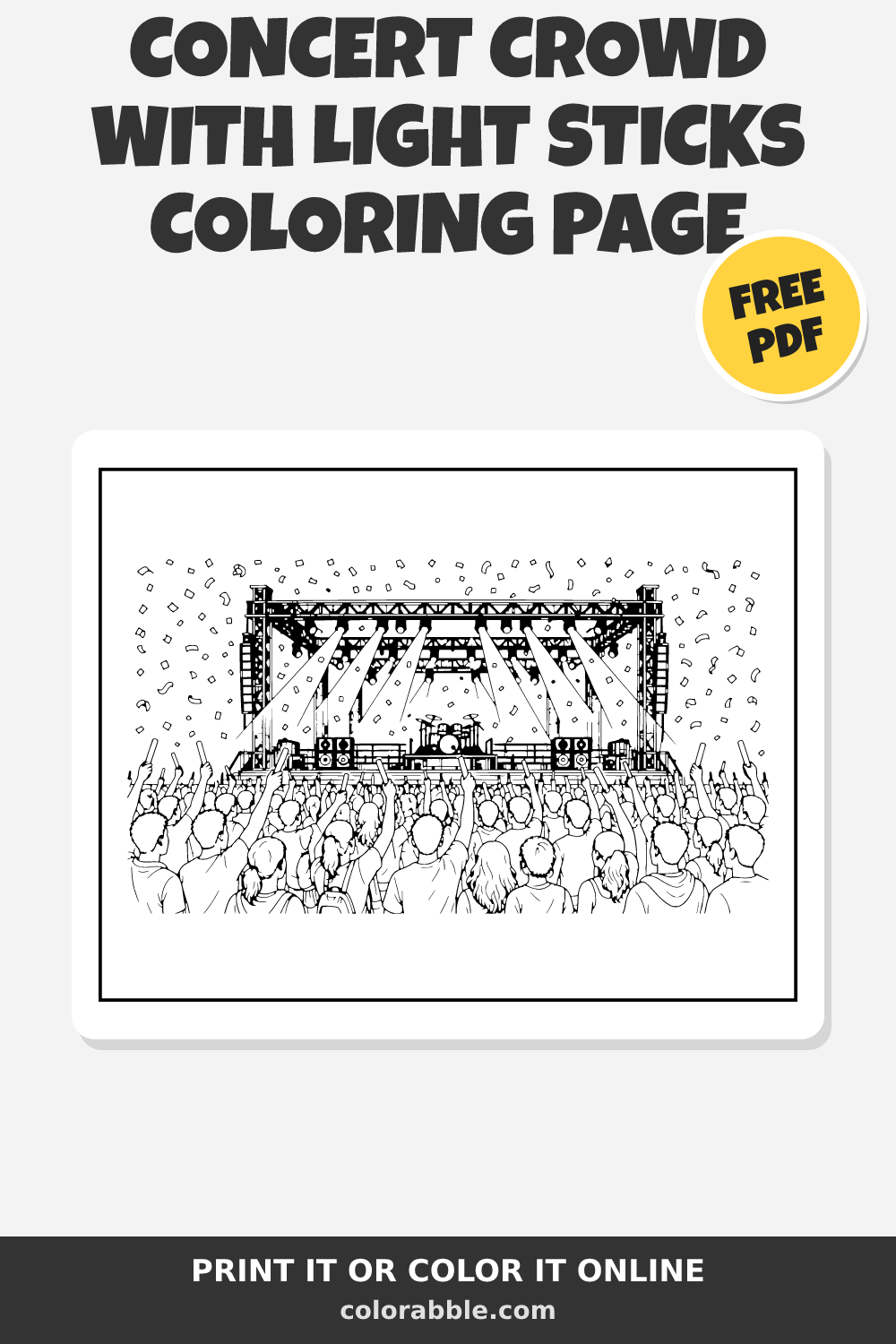 Concert Crowd with Light Sticks Coloring Page | Colorabble