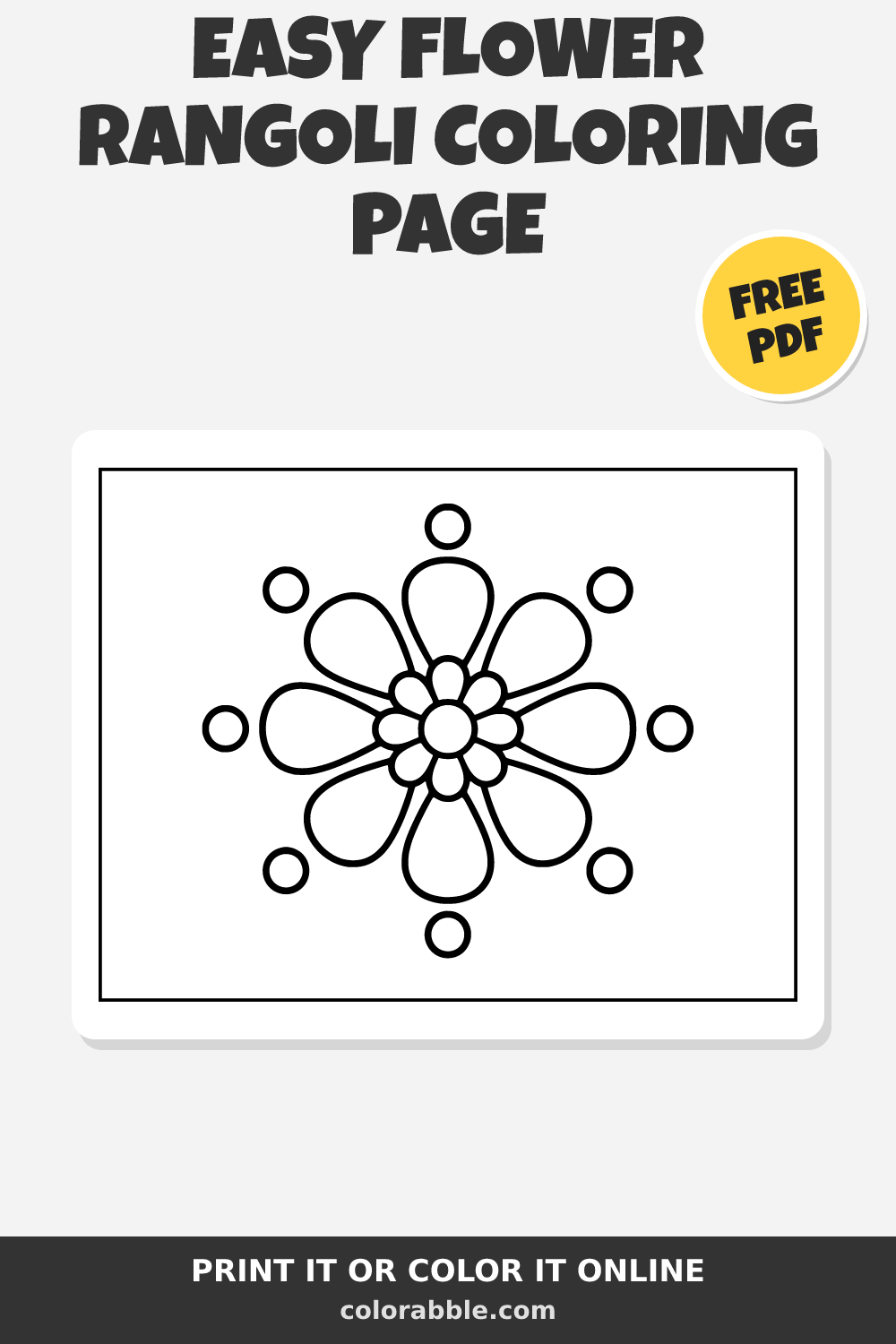 Simpal Rongoli Easy Flower Rangoli Coloring Page – Free PDF | Colorabble