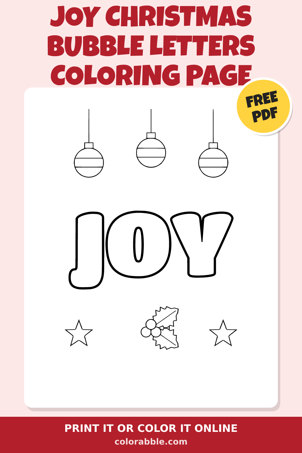 JOY Christmas Bubble Letters Coloring Page | Colorabble
