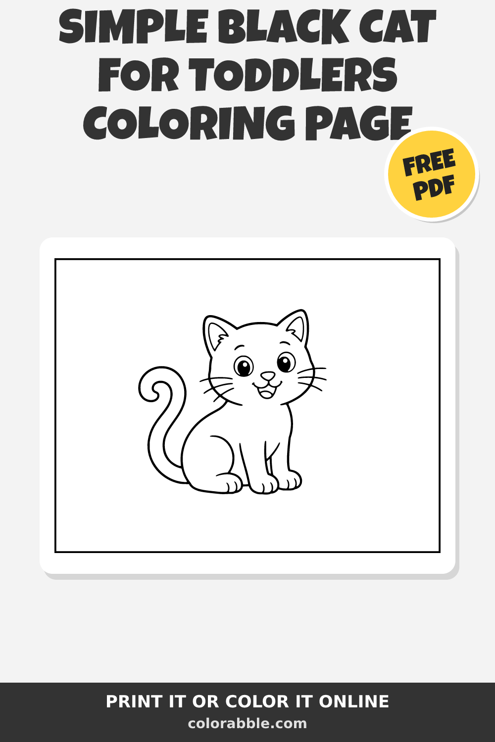 Simple Black Cat for Toddlers Coloring Page | Colorabble