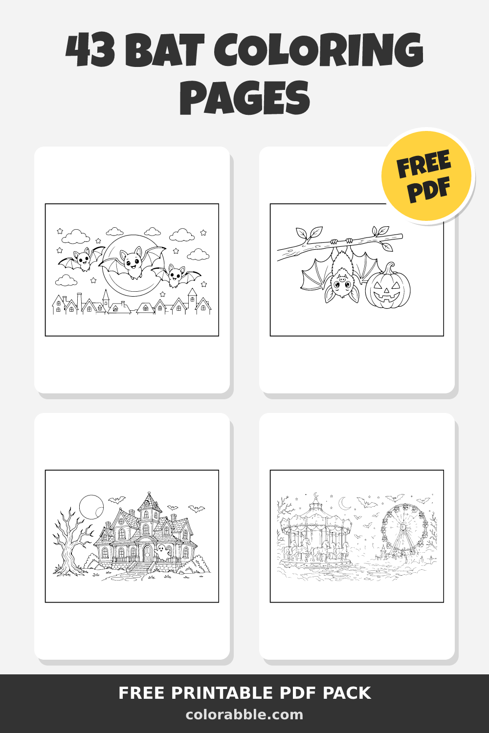 Bat Coloring Pages 2026: 43 Free Printable PDFs | Colorabble