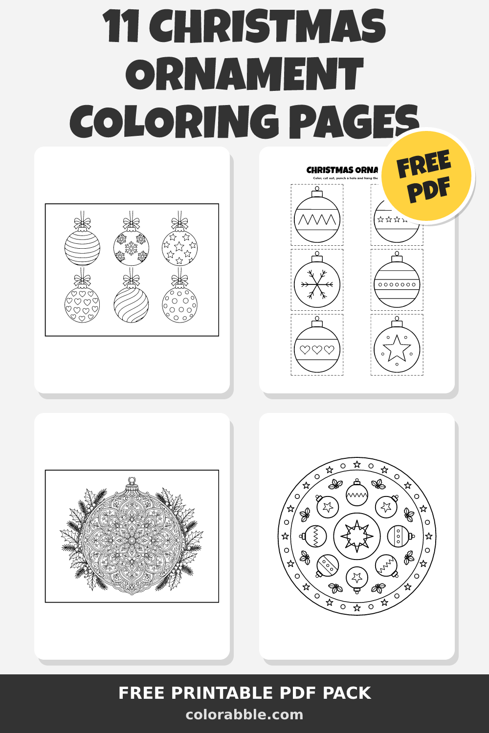 Christmas Ornament Coloring Pages 2026: 11 Free PDFs | Colorabble