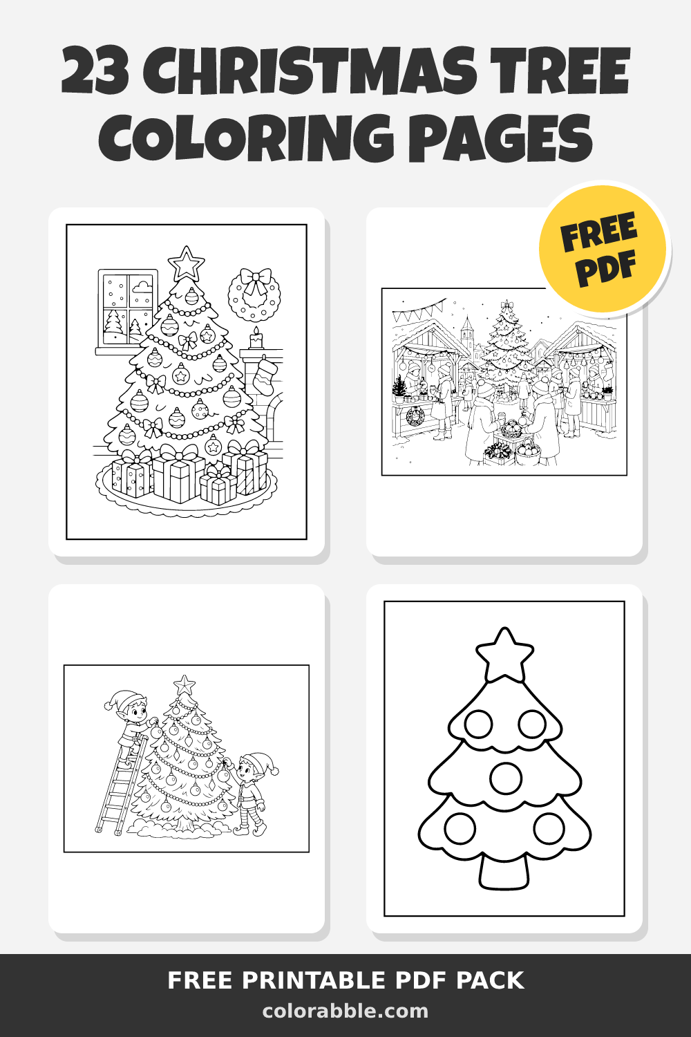 Christmas Tree Coloring Pages 2026: 23 Free PDFs | Colorabble