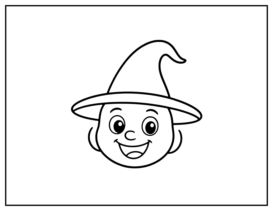 Simple Witch Face for Toddlers Coloring Page | Colorabble