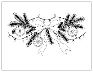 Aesthetic Boho Christmas Garland coloring page – printable line art