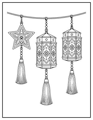 Akash Kandil Lanterns coloring page – printable line art