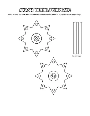 Akash Kandil Template coloring page – printable line art