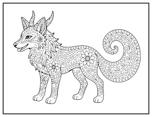 Alebrije Fox coloring page – printable line art