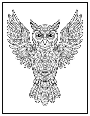 Alebrije Owl coloring page – printable line art