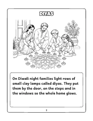 All About Diwali Mini Book: Diyas coloring page – printable line art