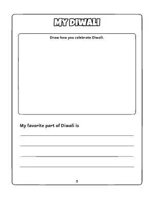 All About Diwali Mini Book: My Diwali coloring page – printable line art