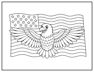Bald Eagle with Flag Wings coloring page – printable line art