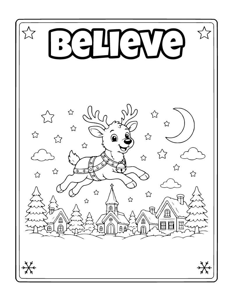 Believe Coloring Poster coloring page – printable black and white line art