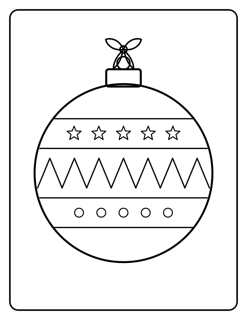 Big Christmas Ornament coloring page – printable black and white line art