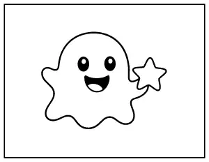 Big Ghost with a Star for Toddlers coloring page – printable line art