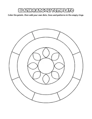 Blank Rangoli Template (Circle) coloring page – printable line art