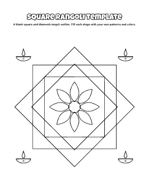 Blank Rangoli Template (Square) coloring page – printable line art