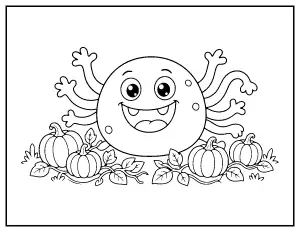 Blob Monster in the Pumpkin Patch coloring page – printable line art