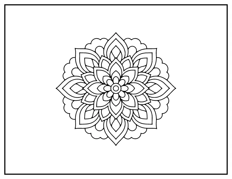 Bold 10-Minute Mandala coloring page – printable black and white line art