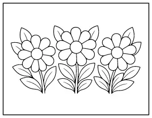 Bold and Easy Big Flowers coloring page – printable line art