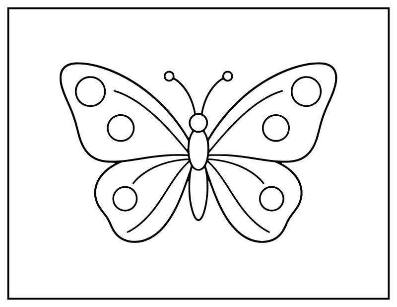 Bold and Easy Butterfly coloring page – printable black and white line art