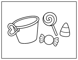 Bold and Easy Halloween Candy coloring page – printable line art