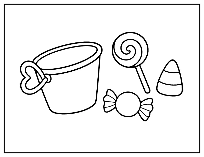 Bold and Easy Halloween Candy coloring page – printable black and white line art