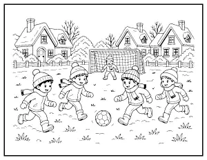 Boxing Day Football Match coloring page – printable line art