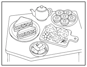 Boxing Day Leftovers coloring page – printable line art