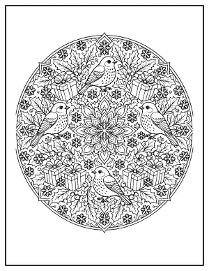 Boxing Day Mandala coloring page – printable line art