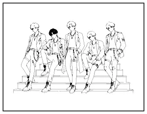 Boy Group Lineup coloring page – printable line art