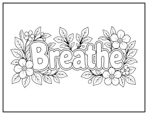Breathe Affirmation coloring page – printable line art