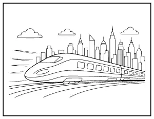 Bullet Train coloring page – printable line art