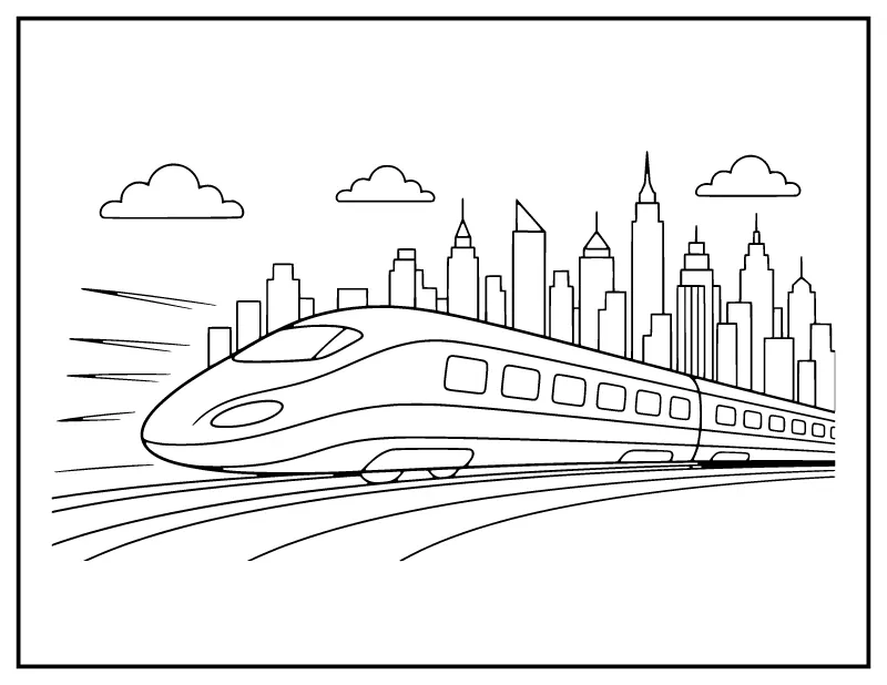 Bullet Train Coloring Page – Free Printable PDF | Colorabble