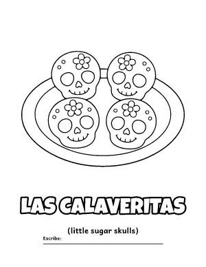 Calaveritas de Azúcar para Colorear coloring page – printable line art