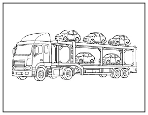 Car Carrier Truck coloring page – printable line art