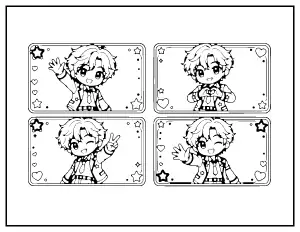 Chibi Photocard Set coloring page – printable line art
