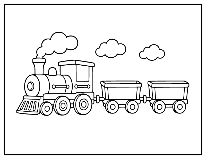Choo-Choo Train for Toddlers coloring page – printable black and white line art