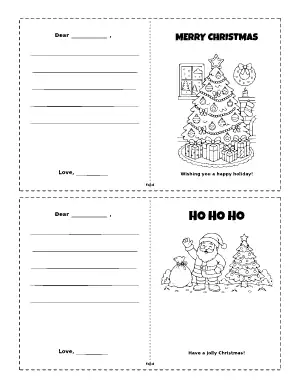 Christmas Cards to Color (2 per Sheet) coloring page – printable line art