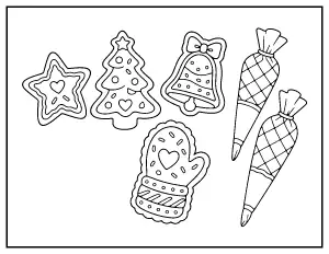 Christmas Cookie Decorating coloring page – printable line art
