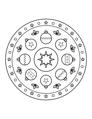 Christmas Ornament Mandala coloring page – printable line art