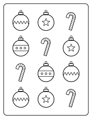 Christmas Ornaments Pattern coloring page – printable line art