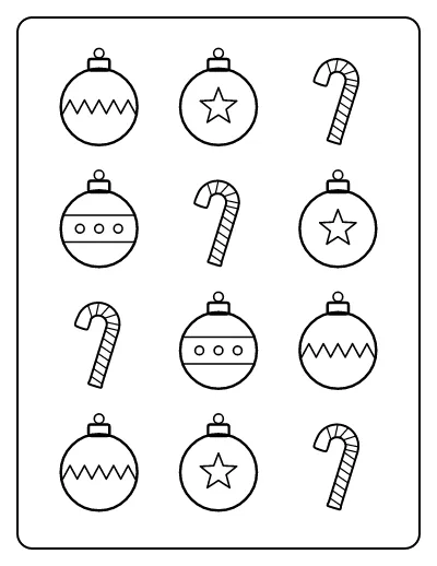 Christmas Ornaments Pattern coloring page – printable line art