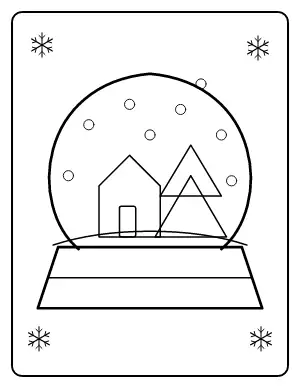 Christmas Snow Globe coloring page – printable line art