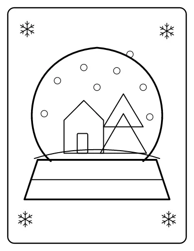 Christmas Snow Globe coloring page – printable line art